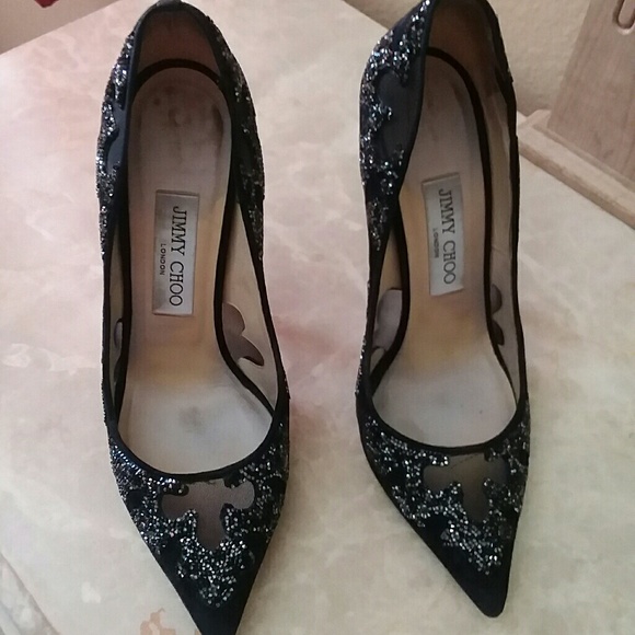 Jimmy Choo black crystal pump 37.5 - Picture 2 of 8